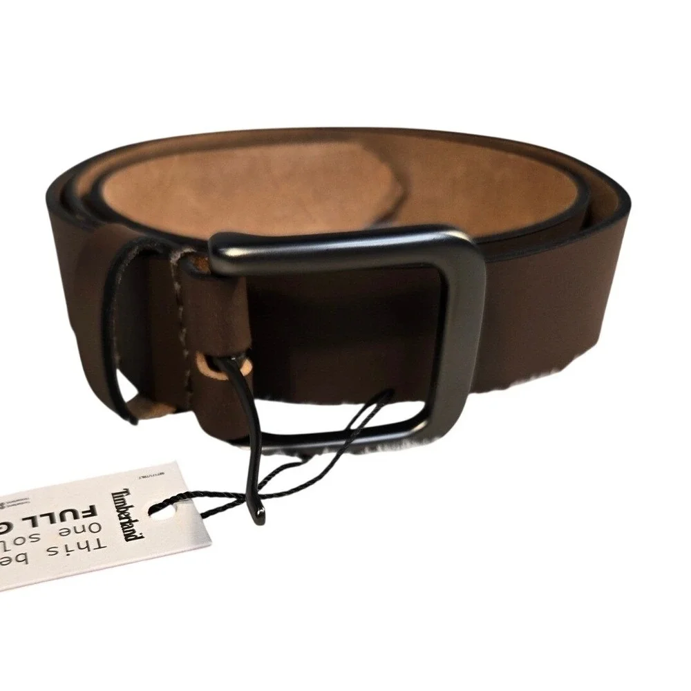 Timberland Mens‎ Full Grain Leather Belt Brown Solid One Piece Buckle 0138-802